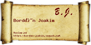 Bordán Joakim névjegykártya